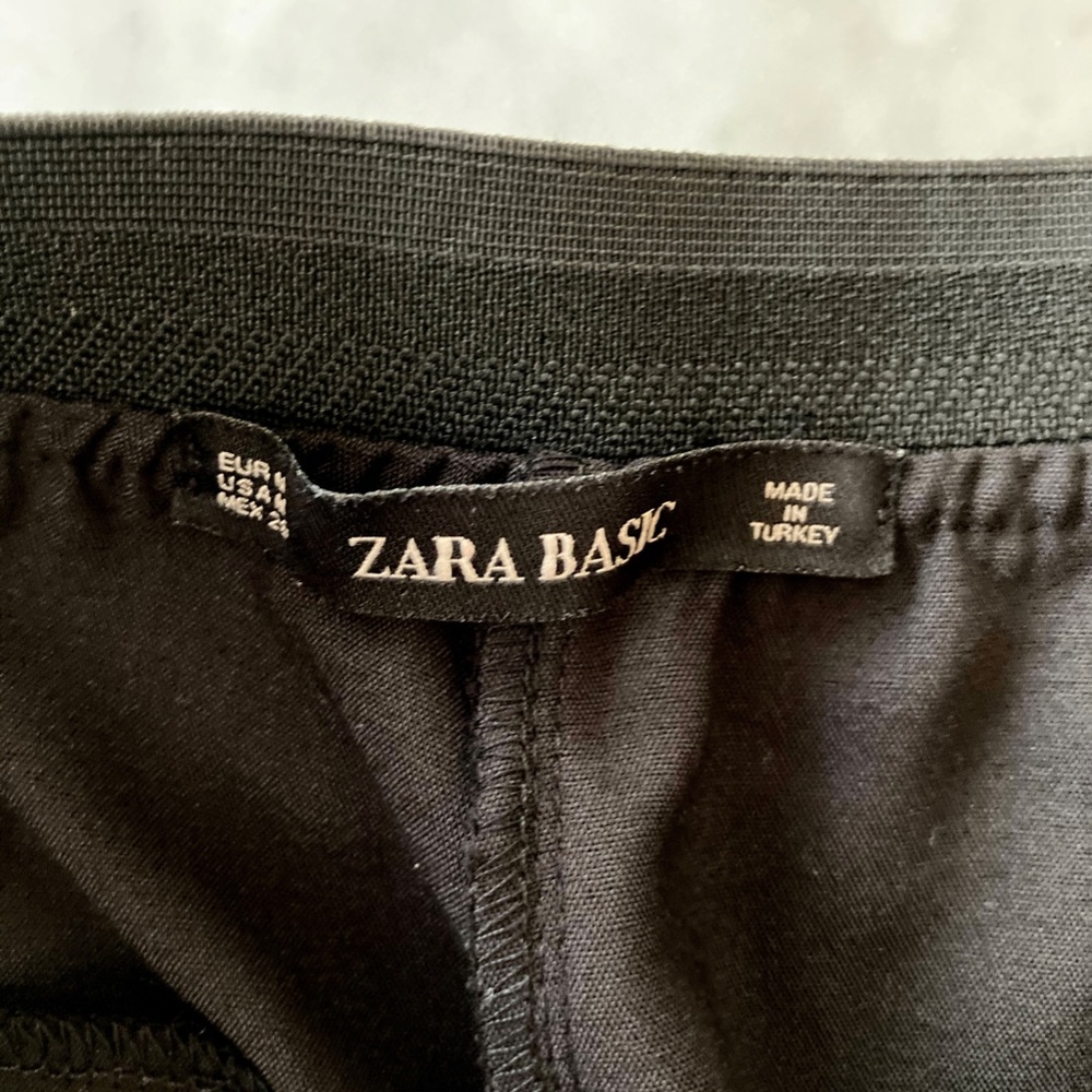 Zara Black Skinny Pants with Cream Stripes - Picture 5 of 5